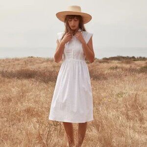 Christy Dawn Piper Shirt Dress "Ivory Seersucker" white Small S 2 4